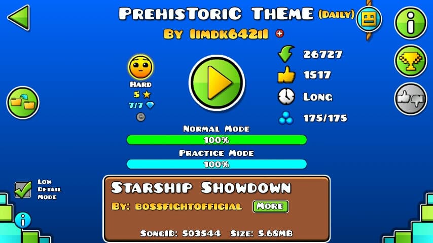 PrehisToriC ThEmE 100%; By Ilmdk642iI; (Difficoltà: Hard 5?); (Grado: Normal)