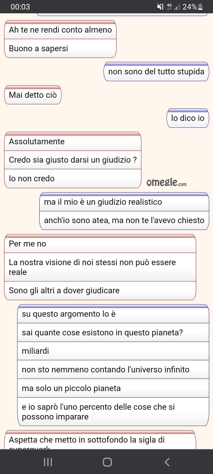 pov: sei uno stranger di omegle che vuole farsi una ?, ma invece sei costretto a leggere i miei lunghi monologhi