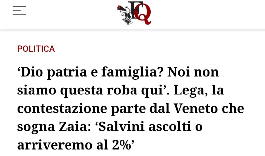 La regione in qui storicamente la Lega è più forte non sopporta nemmeno il suo leader attualmente (e fa bene)