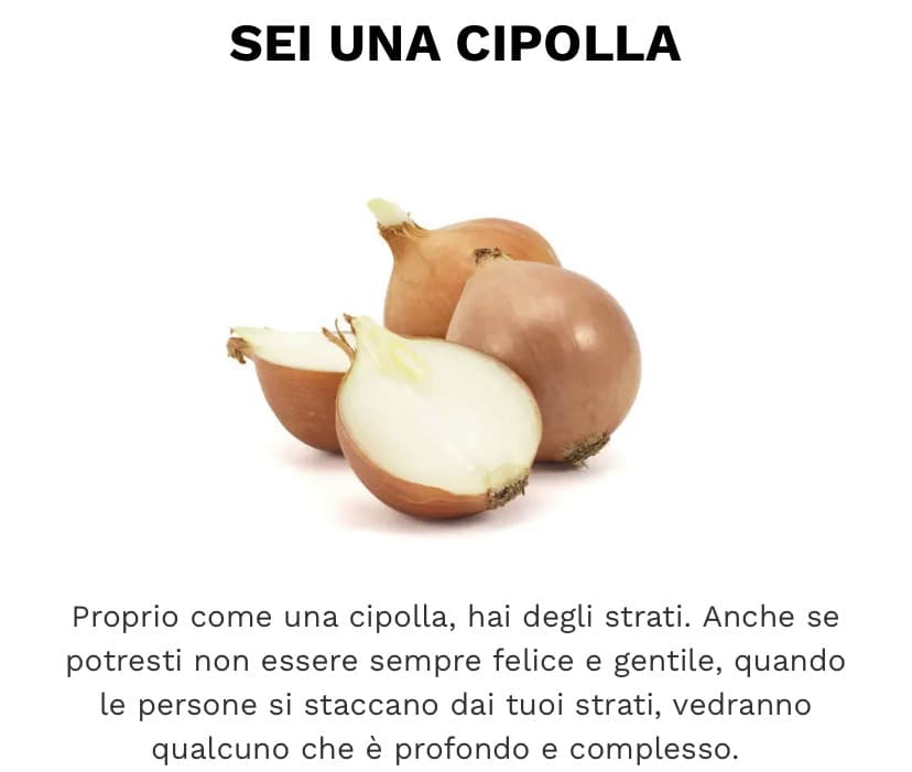 La cipolla è buonissima. Sapevo di essere una cipolla.