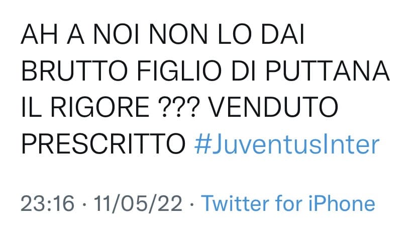 In Italia si incazzano più per il calcio che per le cose serie, una mi ha detto non mi rompere il cazzo e mi ha bloccato. ?