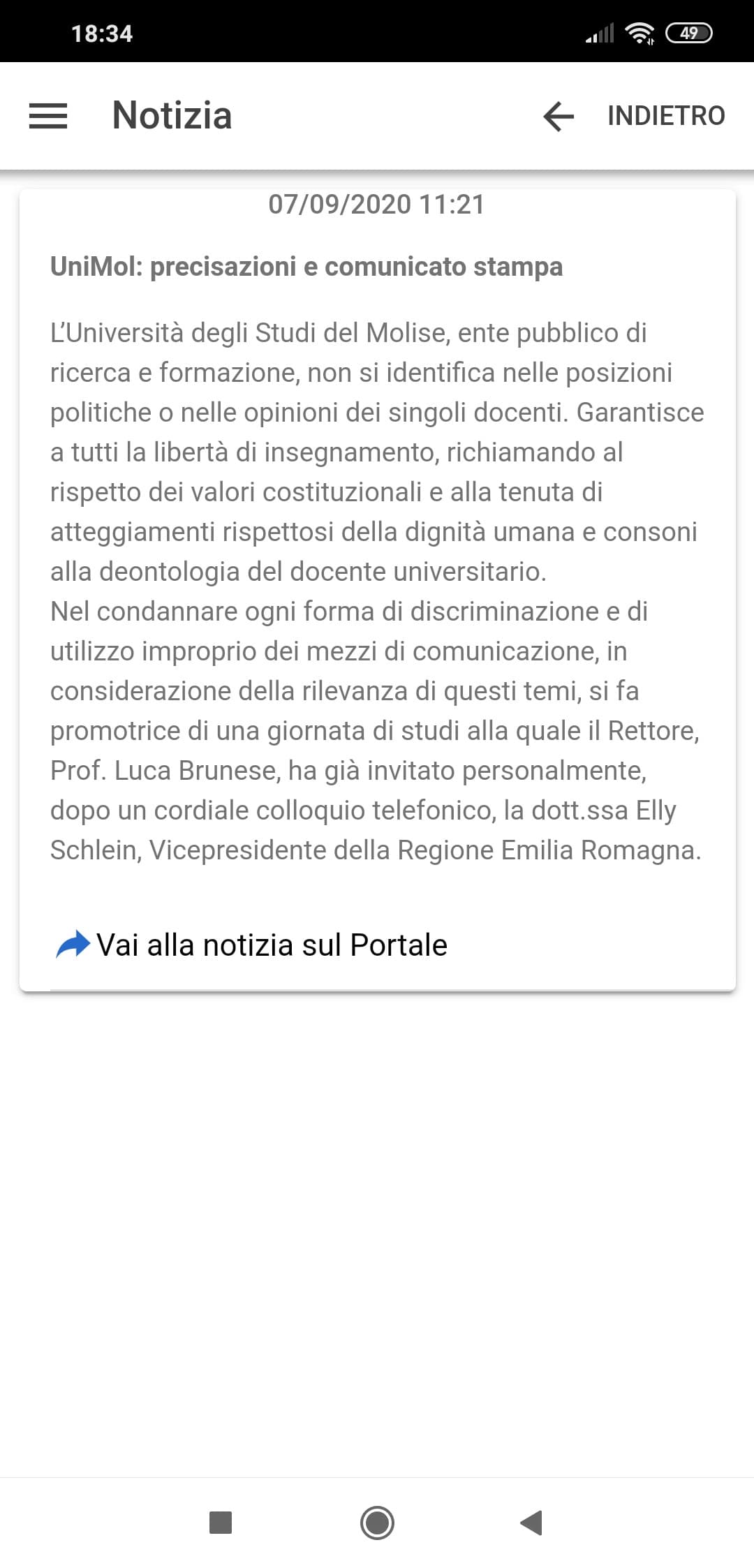 Intanto un prof della mia università