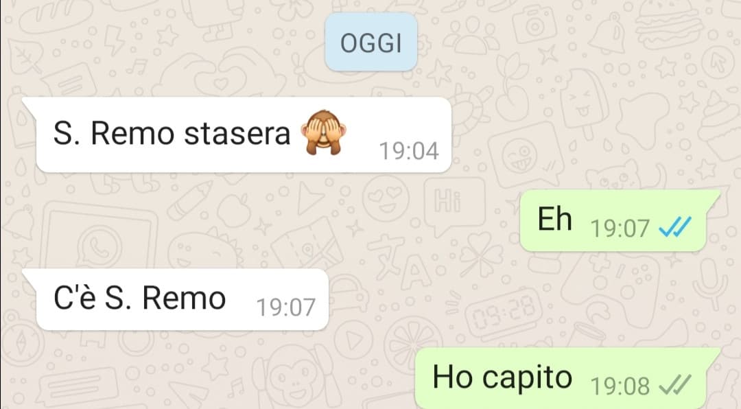 No ma scusate, c è San remo stasera? 