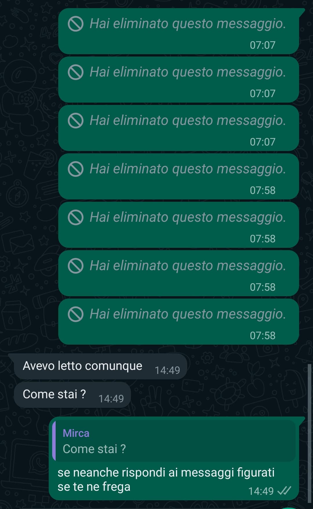 non è possibile che ogni cazzo di volta che mi sfogo la gente puntualmente mi ignora, "eh ma perché hai eliminato?" ma muori 