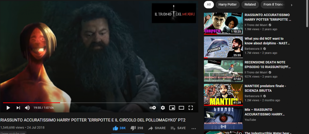 Sarà il 4 rewatch di tutti i suoi video su erri potte S T I M A 
Beccatevi lo screen che mi pesa il c*lo di ritagliare ;)