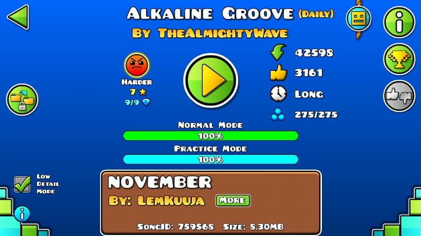 Alkaline Groove 100%; By TheAlmightyWave; (Difficoltà: Harder 7?); (Grado: Normal)