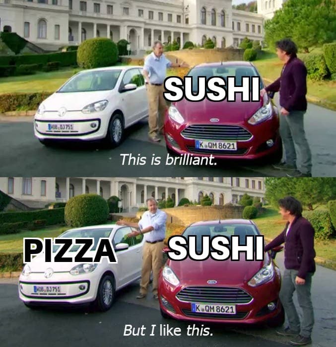 Il sushi è buono ma la pizza causa i migliori orgasmi