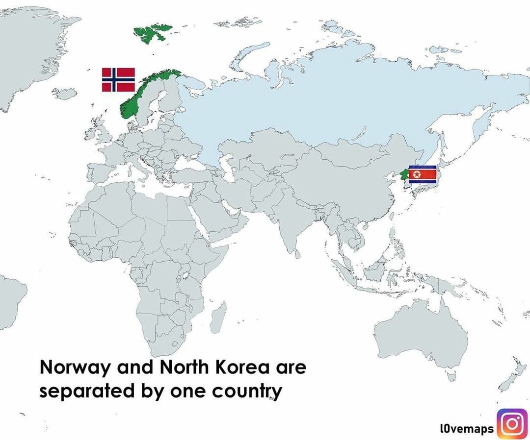 Norvegia?? e Corea del Nord?? sono divisi da un solo paese,.la Russia??