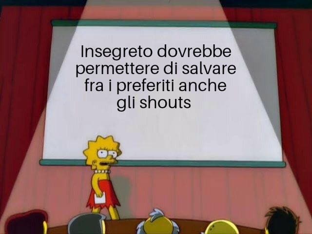 Sarebbe bello se si potesse avere una sezione Preferiti sul proprio profilo dove salvare gli shouts (come quando si mette una stellina ⭐ a un segreto) 