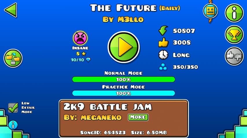 The Future 100%; By M3llo; (Difficoltà: Insane 8?); (Grado: Normal)