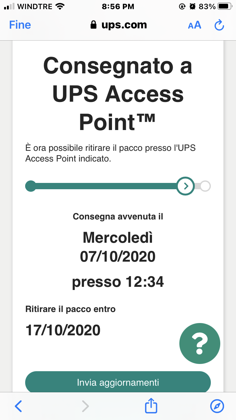 Quindi vuol dire che il pacco mi arriva a 00:00?