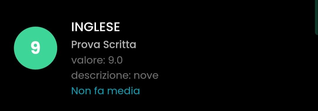 Mi era arrivata la notifica di un nuovo voto sul registro e pensavo fossse il 5 del test di ingresso di mate, non mi aspettavo un 9 di inglese ??? (peccato non faccia media)