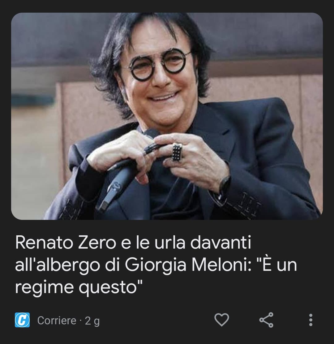 Regime? Ma se tra un po' la meloni non ha neanche iniziato a lavorare? Zio ma ti ripigli? 