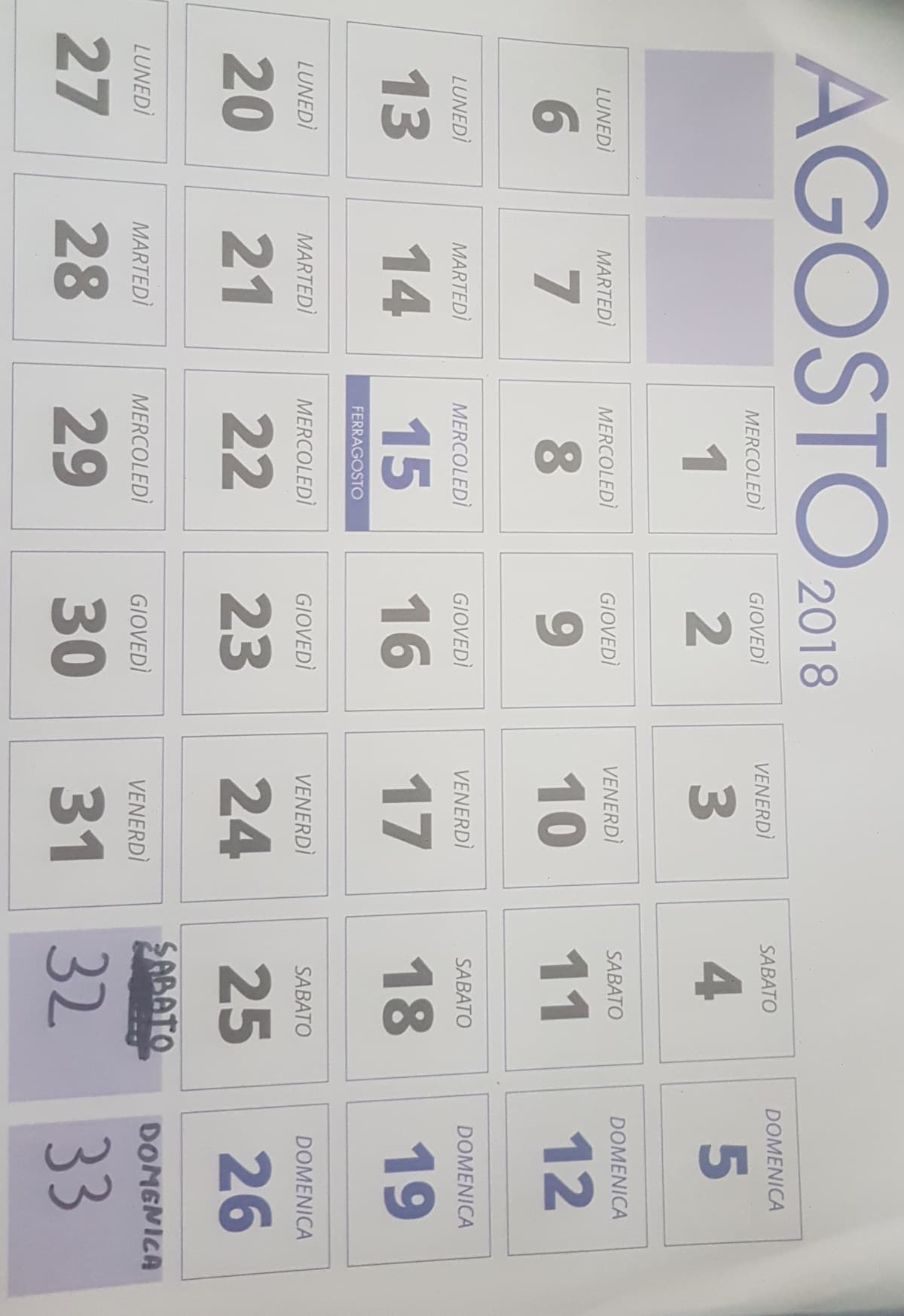 L'estate non è finita, lo dimostra il mio calendario 