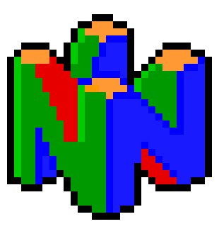 Pixel art del logo della Nintendo 64.