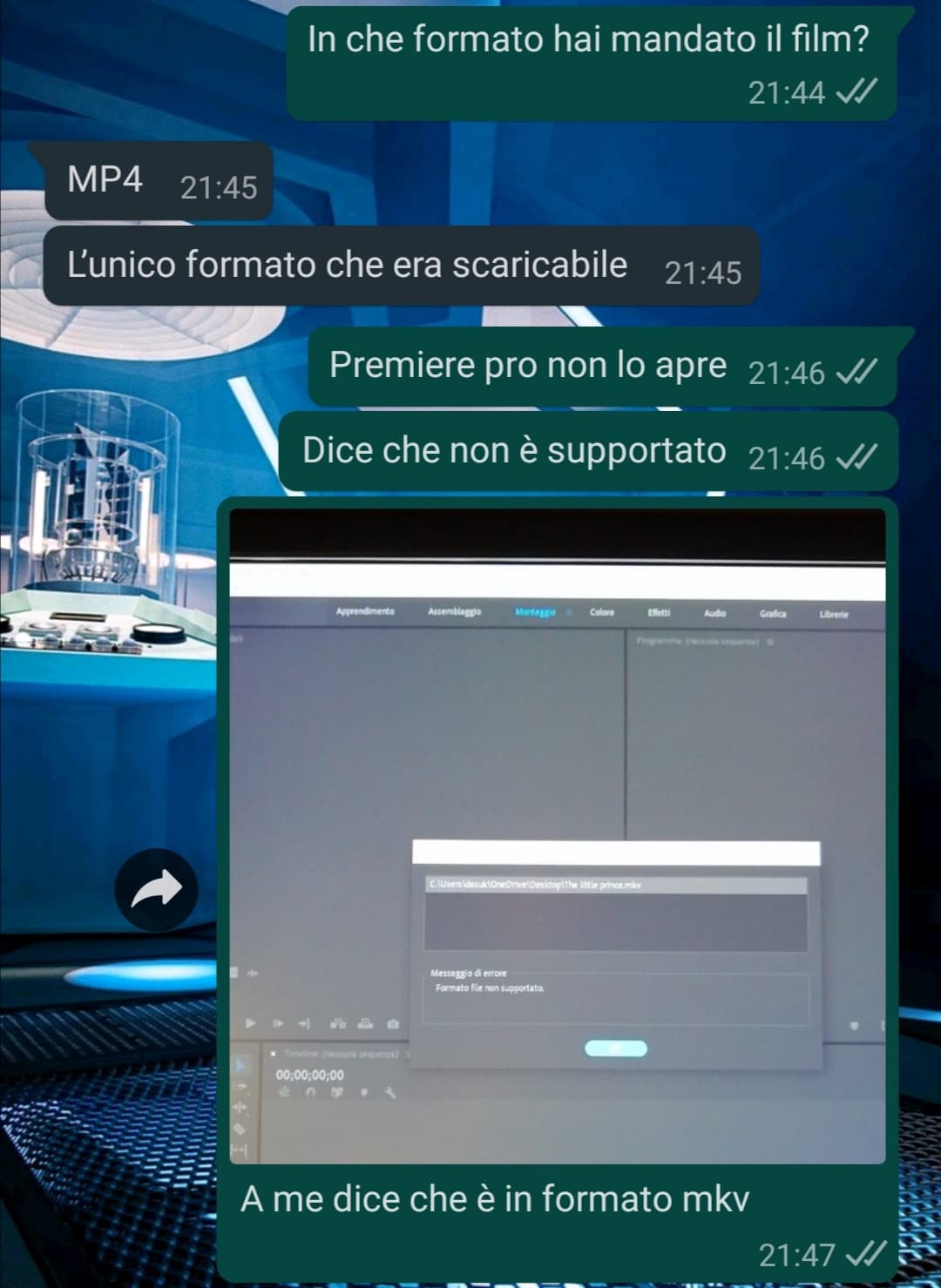 Quando non hai voglia di lavorare e allora corrompi il file per posticipare la videochiamata