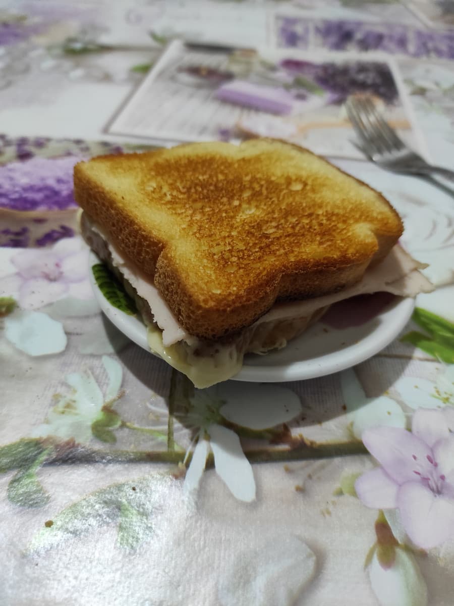 Toast con formaggio fuso e petto di tacchino 