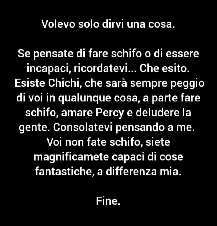 Shout deprimente che dimostra la mia assenza di autostima e vi incoraggia a non seguire il mio esempio.