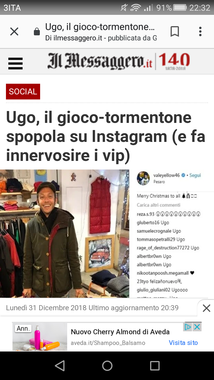 Ugo è finito pure su un articolo ?