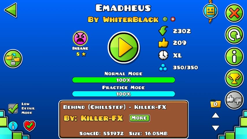 Emadheus 100%; By WhiterBlack; (Difficoltà: Insane 8?); (Grado: Normal)