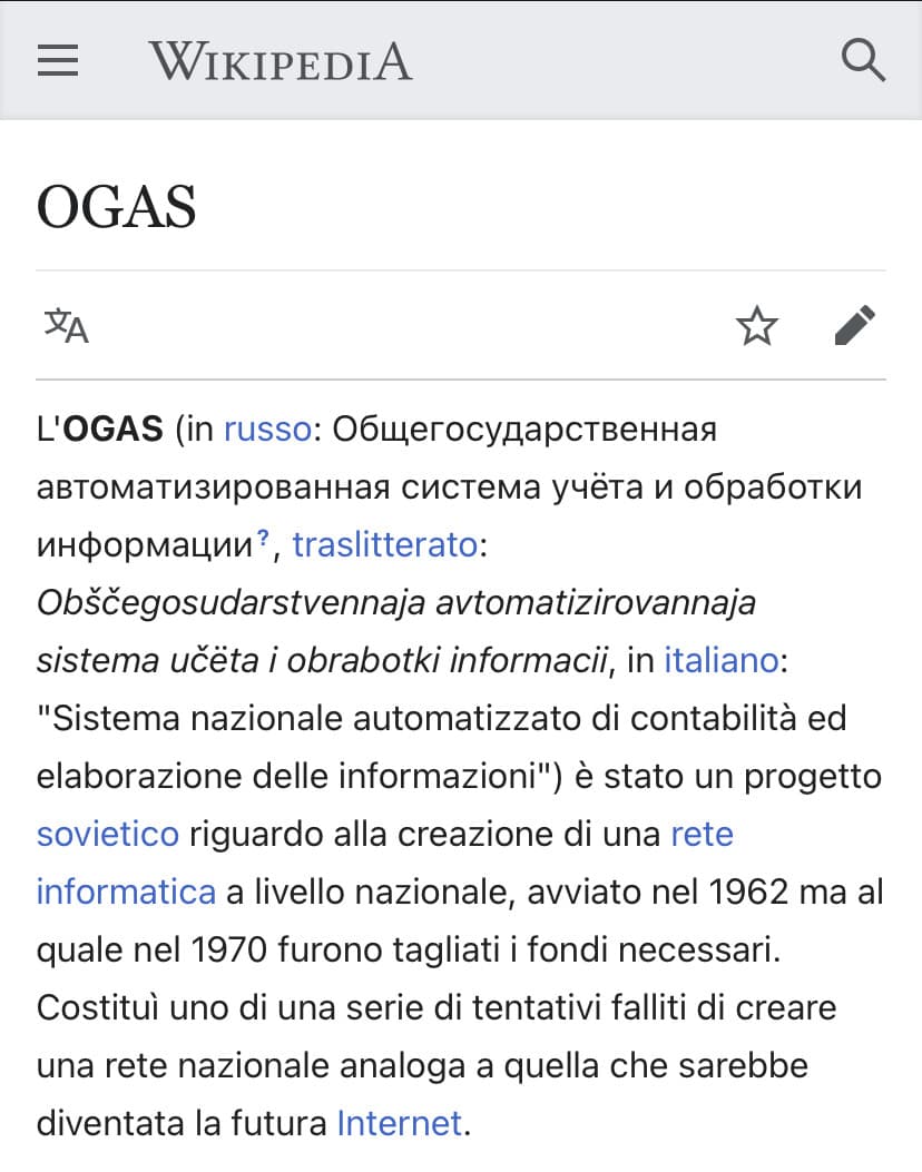 Cose che nessuno voleva sapere ma posto perché si tanto sarà la prima e ultima volta: 
Il primo progetto per creare una specie di “internet” fu sovietico e non americano.