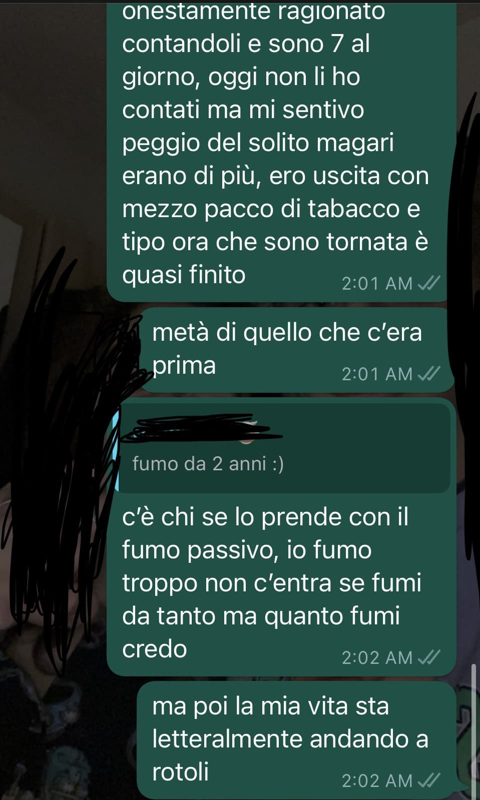 mi ha fatto ridere che di punto in bianco ho tirato fuori la mia vita che va a rotoli 