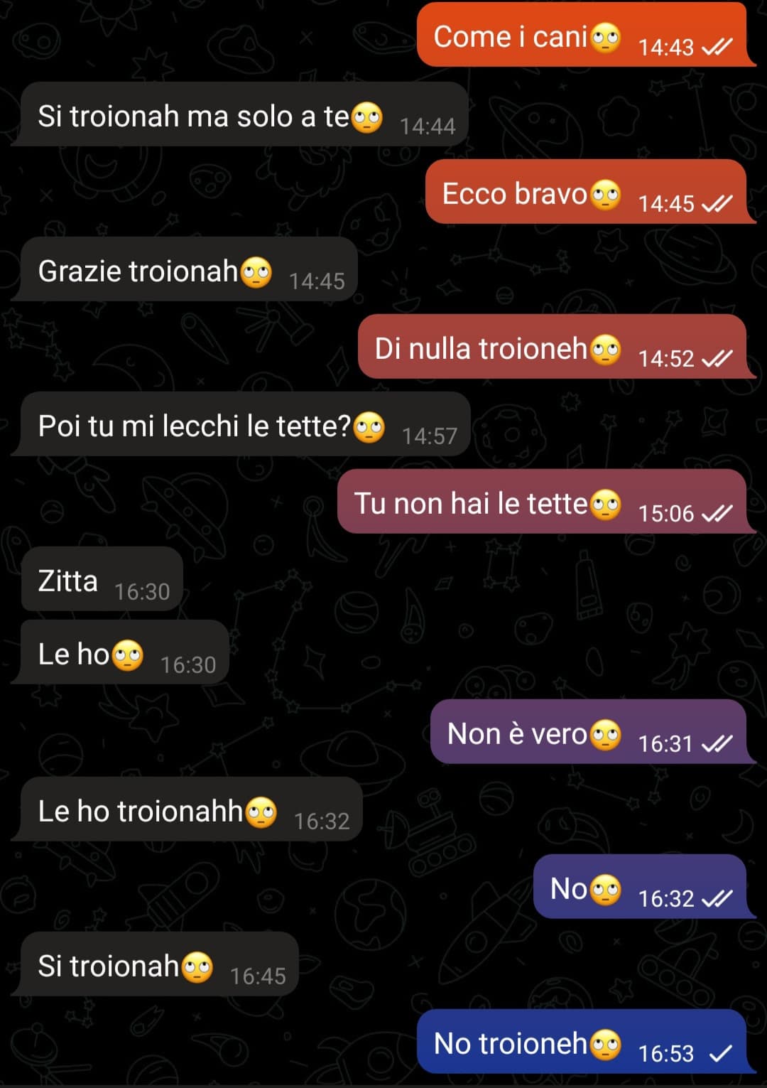 Immaginatevi una conversazione dal vivo con questa espressione costante 