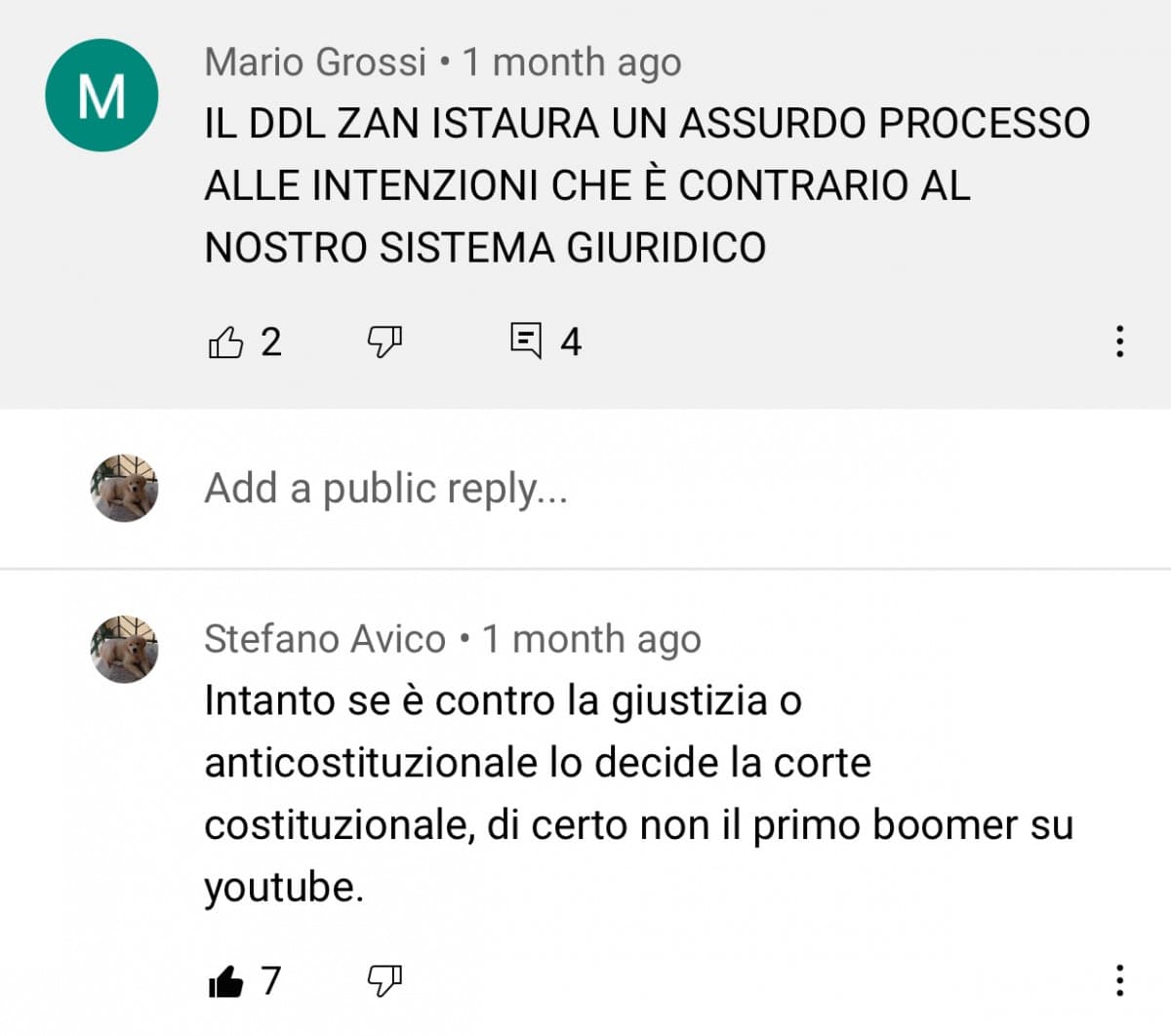 Altre risposte epiche ai commenti del signor Grossi sotto un video sul ddl zan.