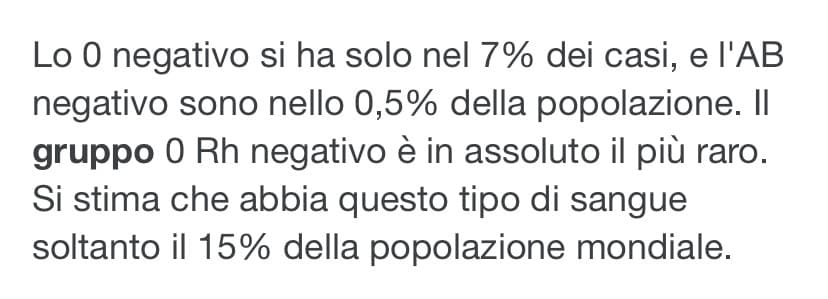 Non so ma voglio sapere che gruppo sanguigno ho. Tempo fa avevo fatto il prelievo ma non l’ho chiesto. Voglio fare un prelievo solo per saperlo. A caso, quale avete?