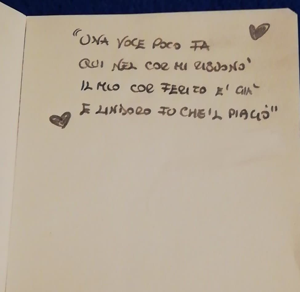 La più cara delle dediche che conservo sul taccuino