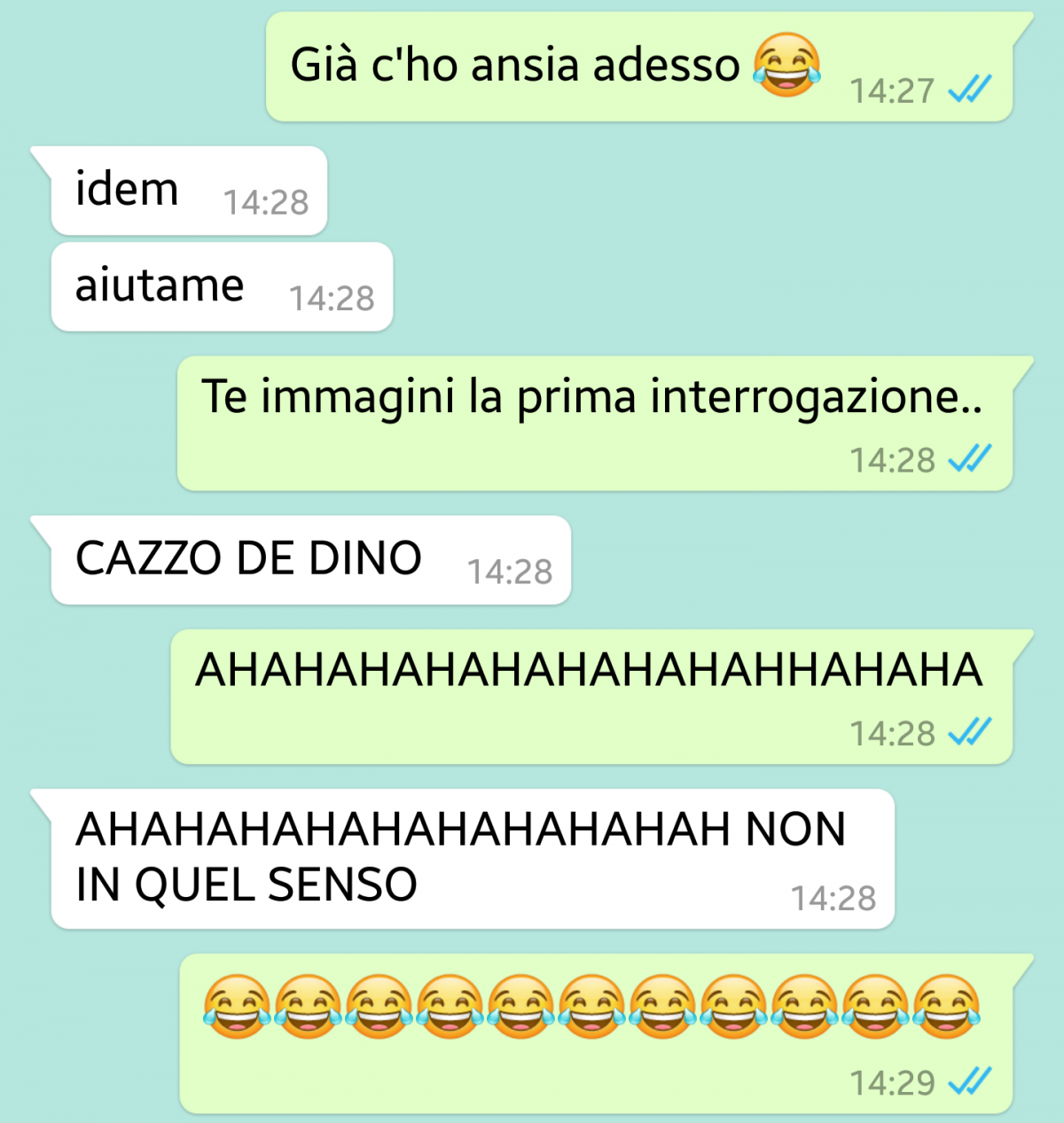 Poi mi dice di non pensare male 