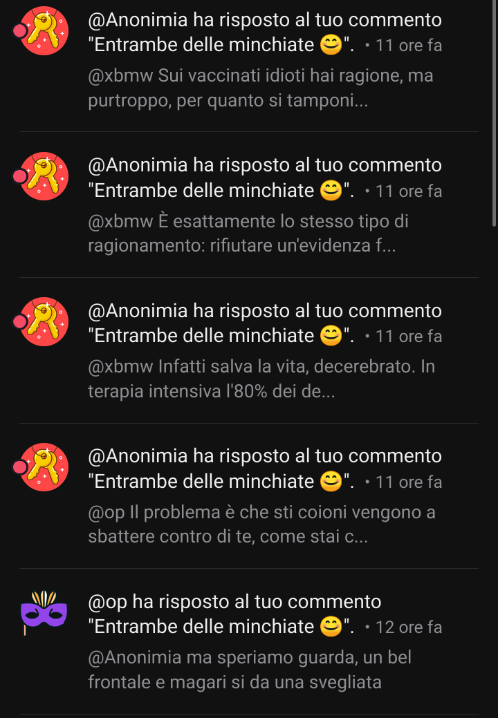 Non se ne può più si facessero 80 dosi e si togliessero di torno basta ancora continuano a rompere e si sentono troppo  intelligenti insultando sparando cazzate