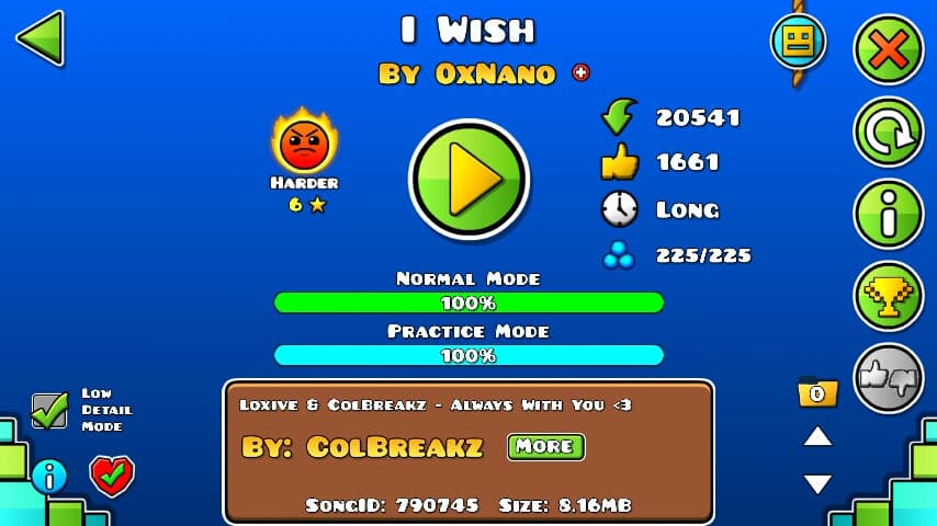 I Wish 100%; By OxNano; (Difficoltà: Harder 6?.); (Grado: Epic.)