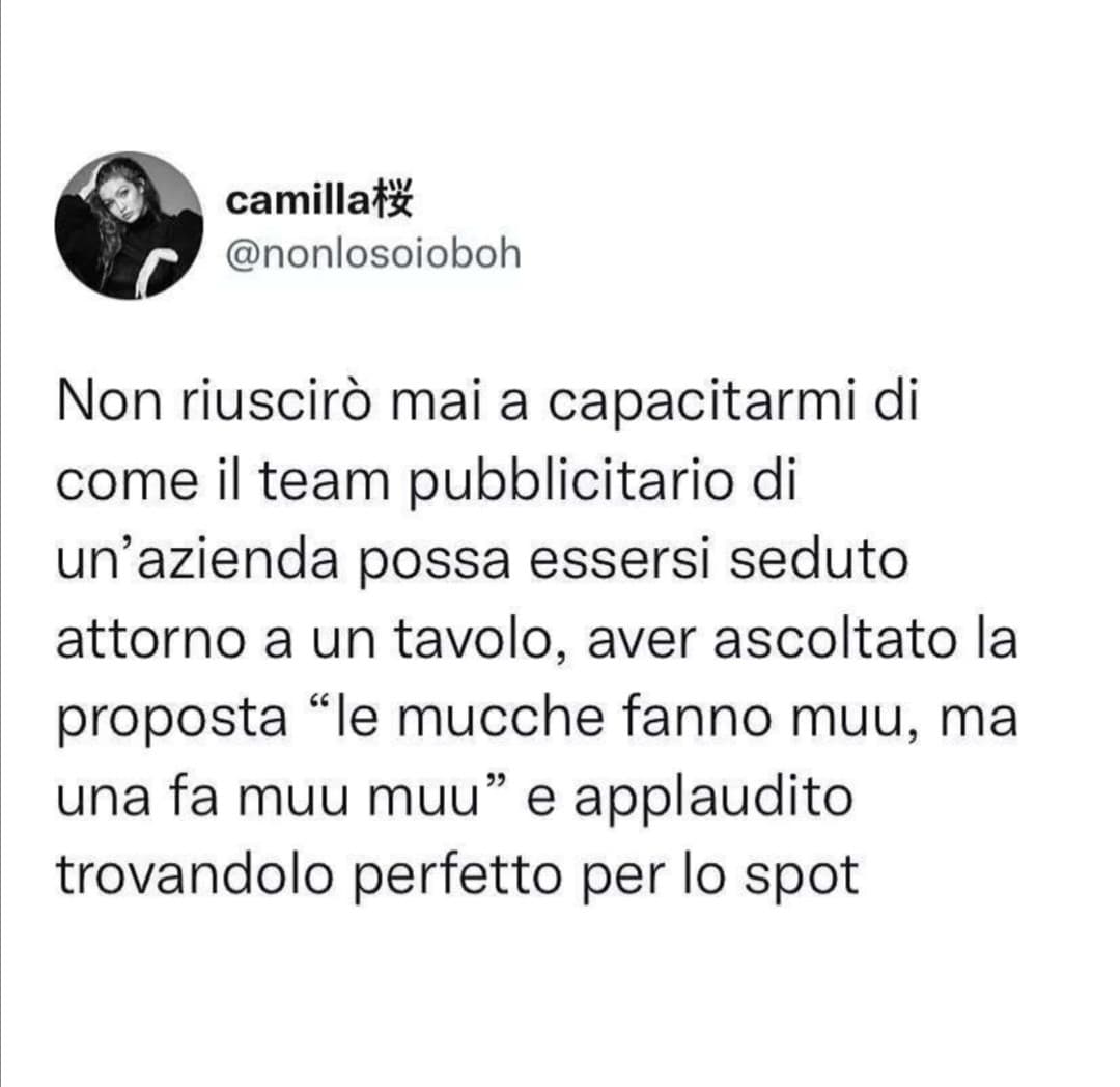 Boh, ormai praticamente non guardo più tv, ma ogni volta che vedo le pubblicità che girano mi sembra una gara a chi fa la pubblicità più idiota/fastidiosa ?