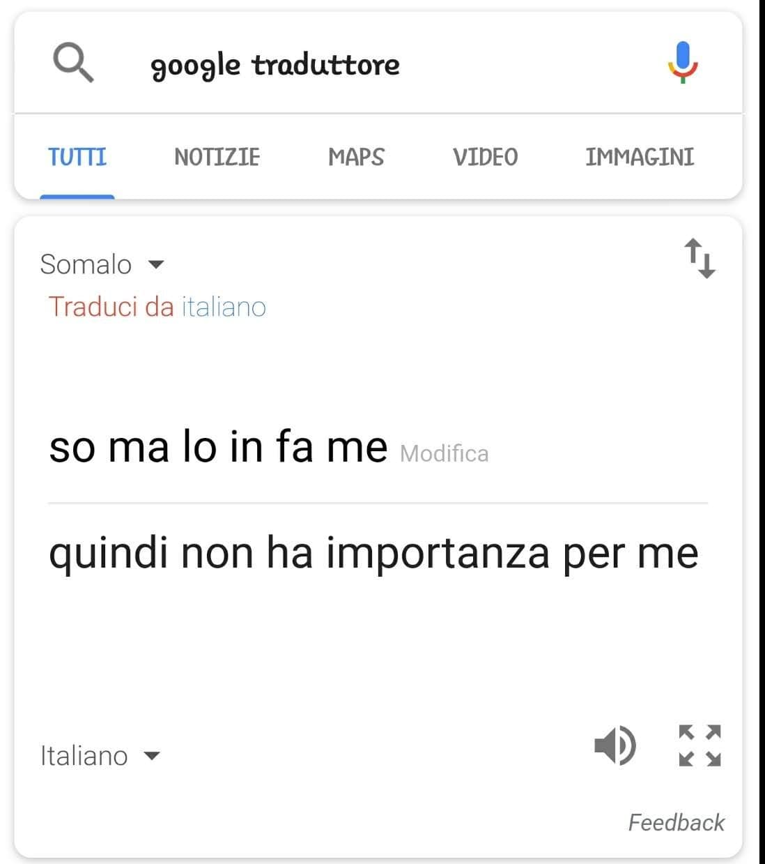 Bhe vero sei italiano, non somalo ?