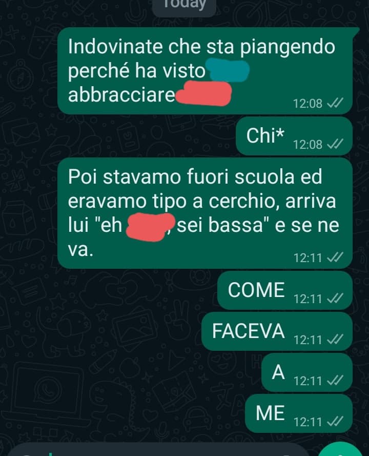 E io la testa di cazzo che sta male giustamente