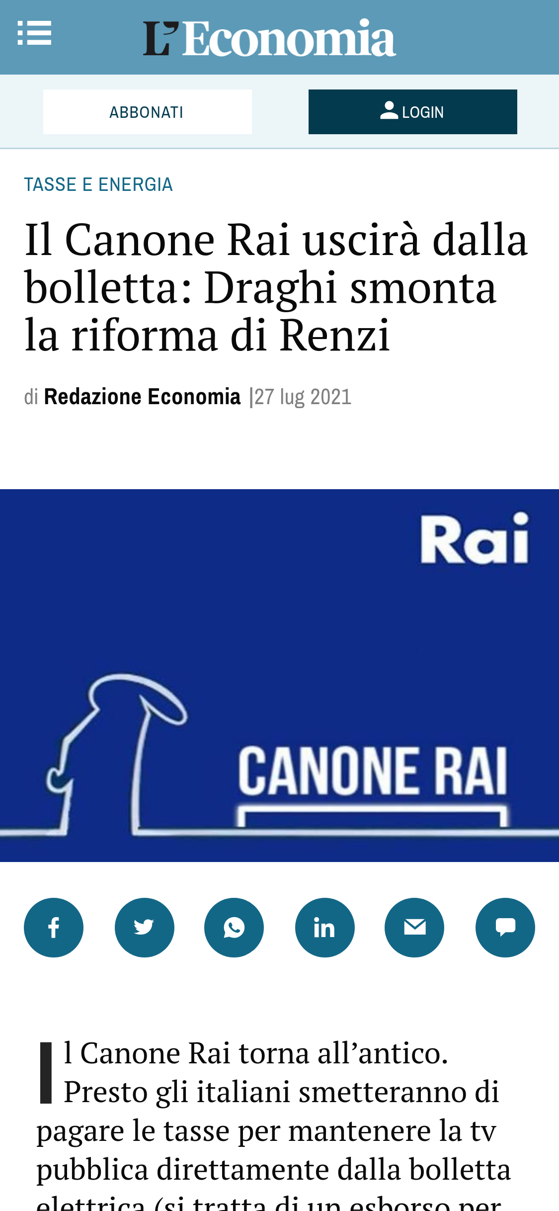 Prossimo passo: privatizzazione della Rai 