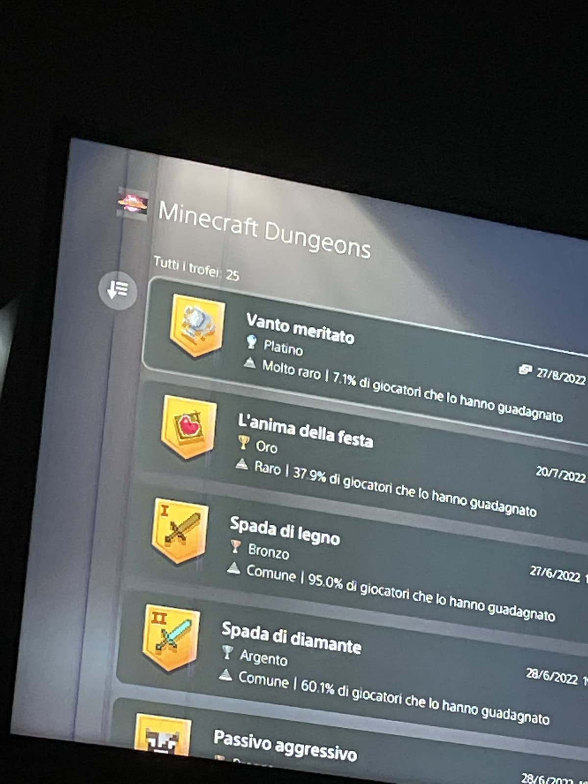 E anche minecraft dungeons l’ho platinato, me ne mancano 3 e arrivo a 40 platini totali, come 40 esimo voglio assolutamente platinare final fantasy 7 originale 