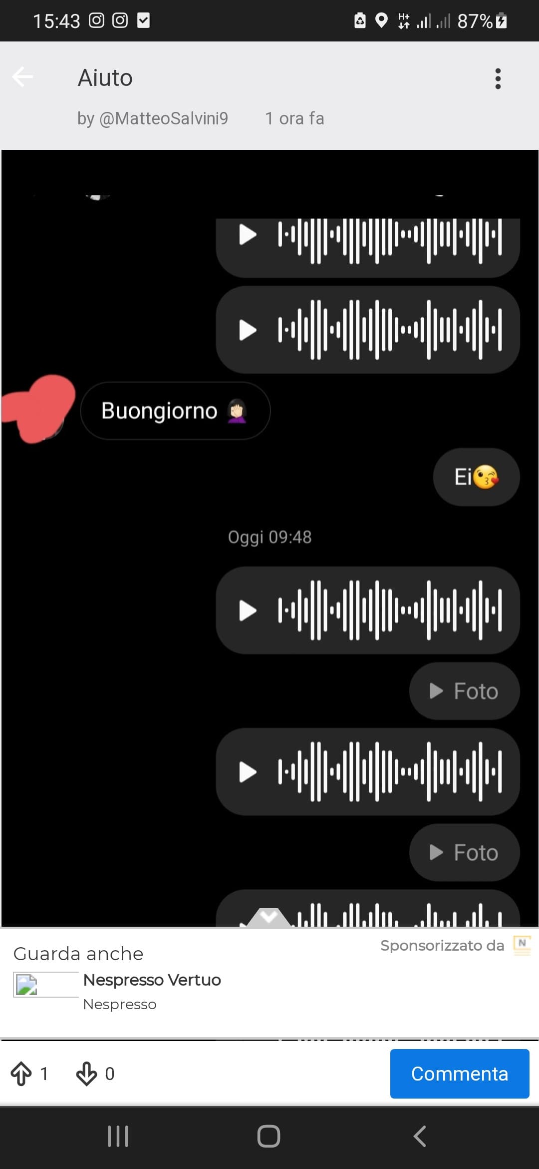 Il ragazzo dello shout di un'ora fa circa