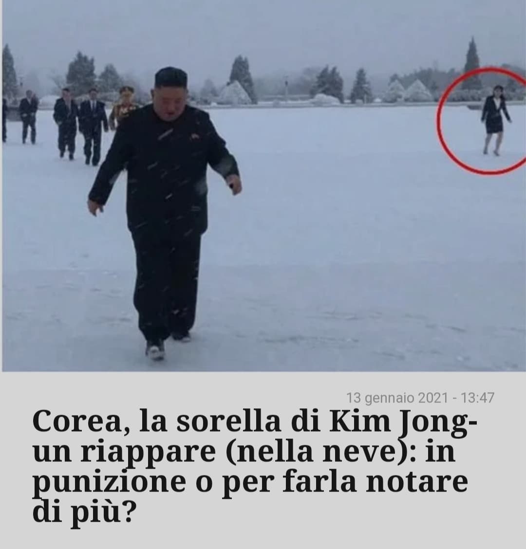 Bravo Kim. Donna schiava zitta è muori in mezzo alla neve ?