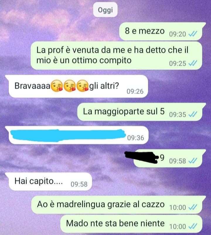 Ma mia madre che si lamenta perché la MADRELINGUA ha preso più di me al compito di russo???