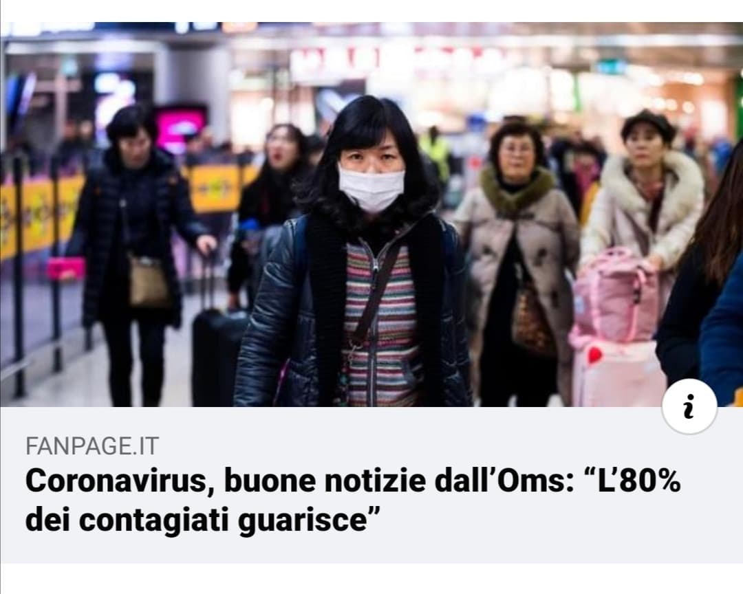 Tan tan taaannn... E grazie al piffero che l'80% guarisce, e un qualunque virus, i virus passano. 