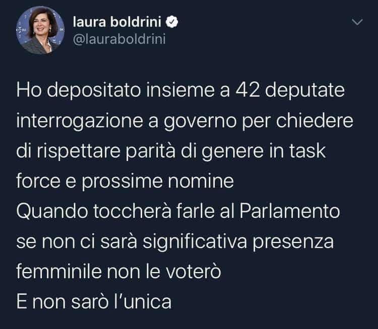 Per  signora il solito problema non è la competenza in una task force scientifica