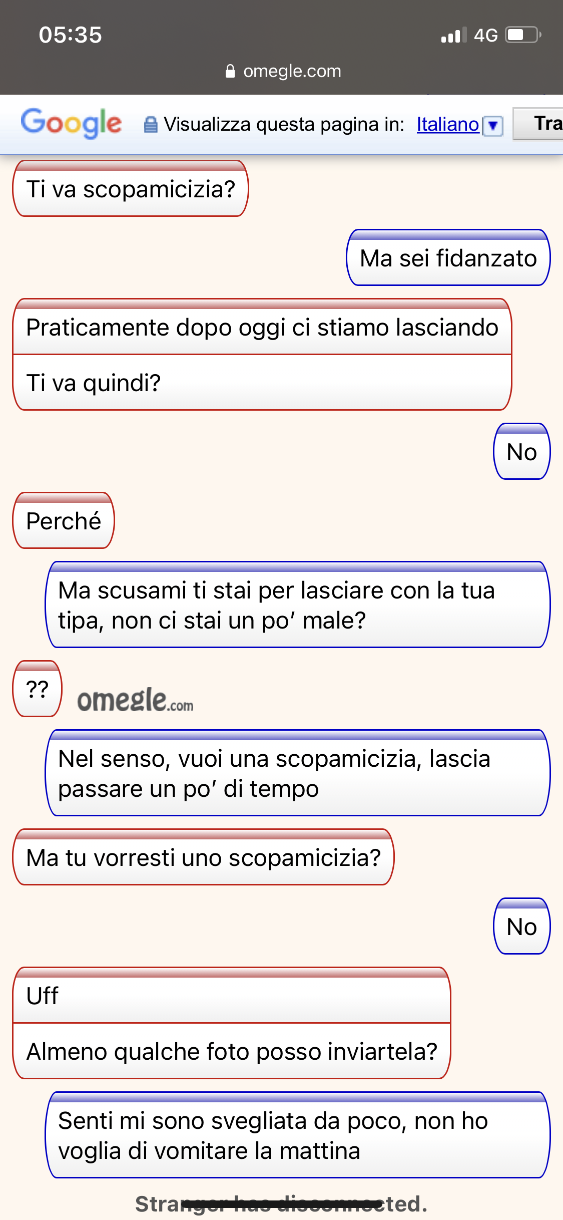 Devo smettere di andare su omegle 