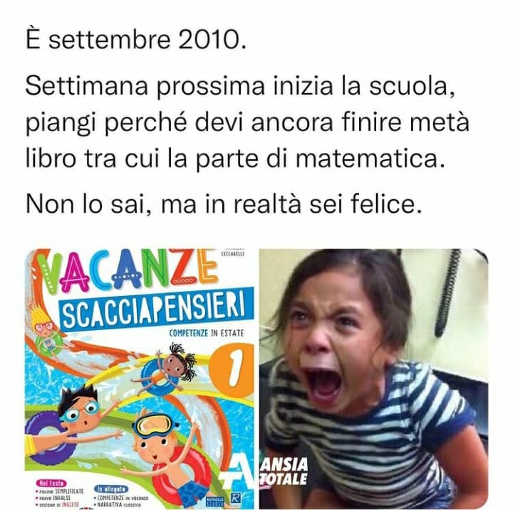 quanto vorrei tornare ai tempi in cui non facevo i compiti delle vacanze perché non erano obbligatori