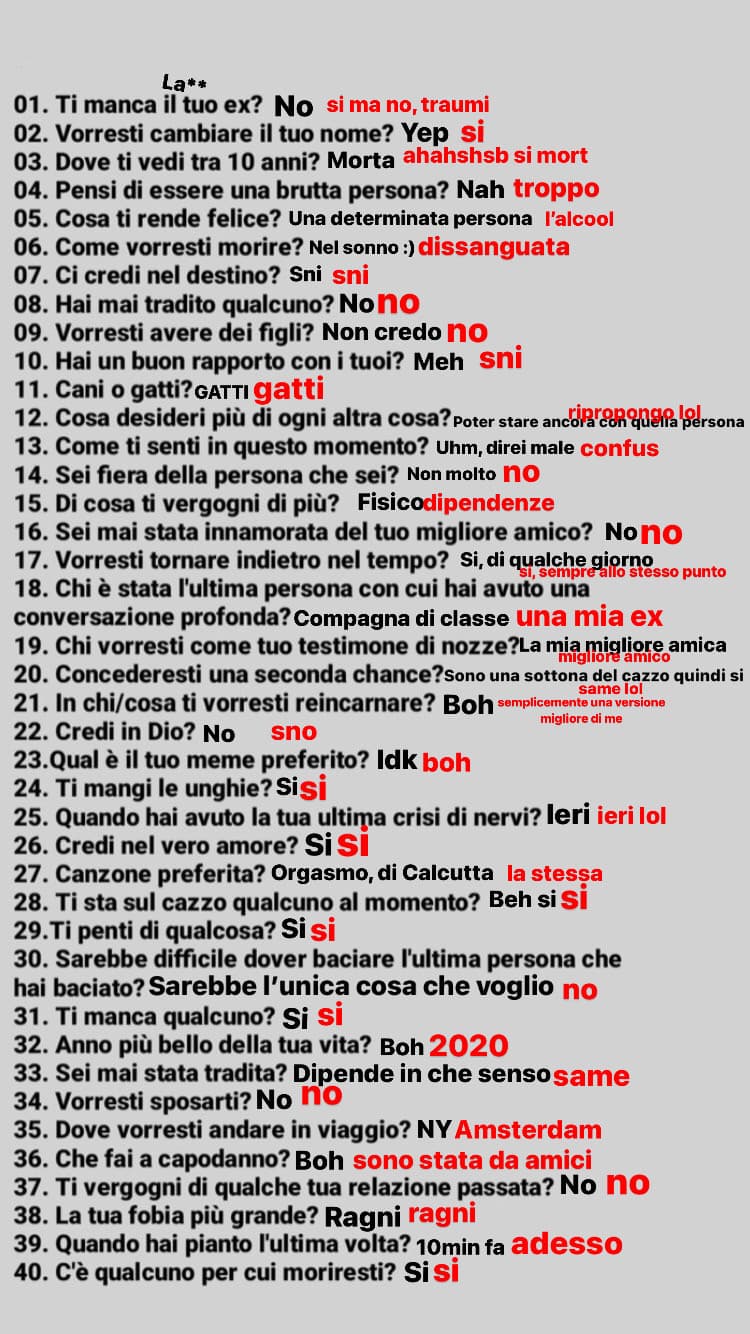 jk so che non ve ne frega un cazzo ed è cringe volevo solo vedere come sono cambiate le mie risposte da ottobre