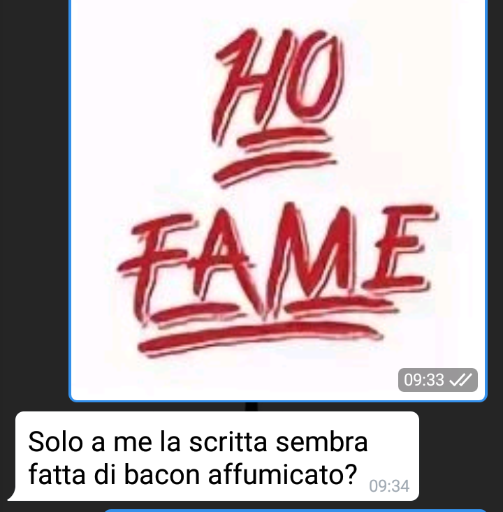 Giustamente io ho fame e lui mi fa pensare al cibo... Grazie ?