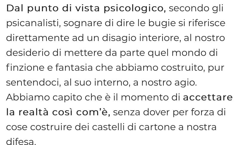 Ma voi ci credete a queste cose? questa notte ho sognato di dire una bugia alla preside, perché mi aveva sequestrato il tel, quindi per riaverlo le ho detto una cazzata