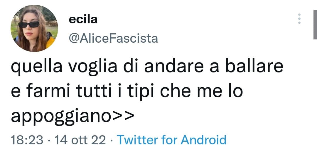 Io quando leggo tweet del genere non riesco a pensare che siano serie, però il nick la dice lunga 