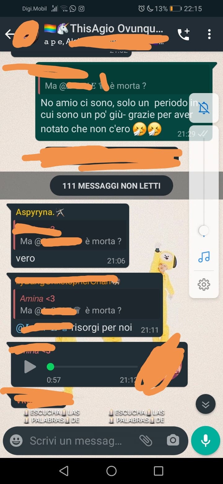 Ditemi come faccio a non amarle- cioè non ho interagito nel gruppo solo per qualche giorno e questo è ciò che è successo: